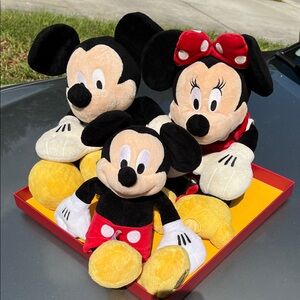 Disney Mickey and Minnie Mouse Plush Trio - Black, Red, Yellow